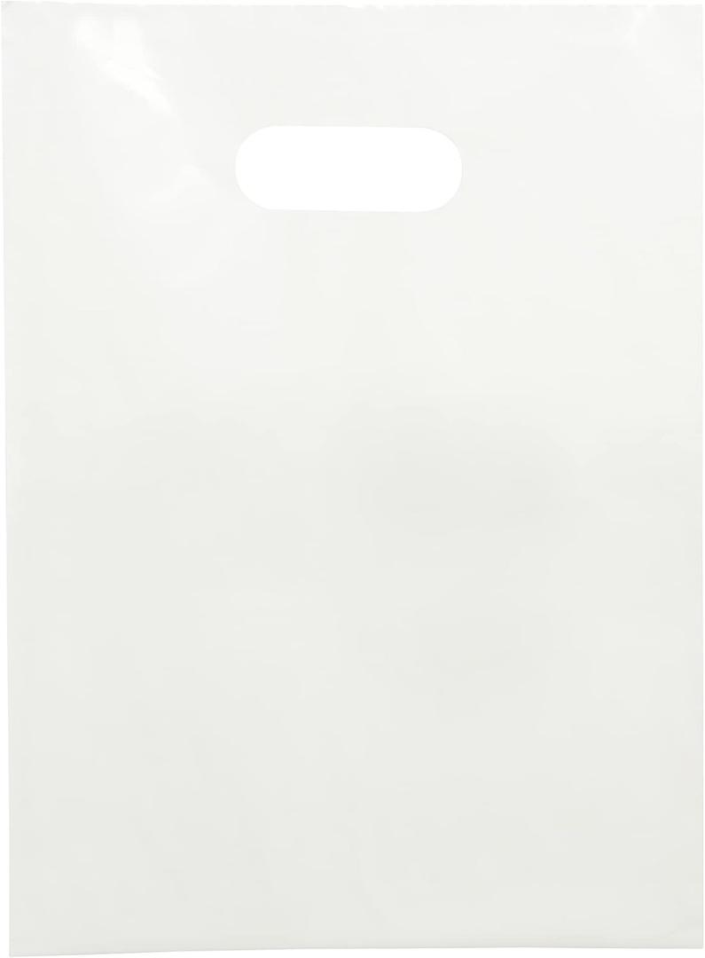Choice Marts Merchandise Bags White Color 100 Count 9"x12" Size 1.5Mil Thick With Handles