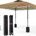 Benass 12x12 Pop Up Canopy, Easy Up Canopy Tent, Heavy Duty Tents for Parties, Easy Set Up Event Tent, Khaki