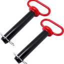 Hitch Pin 2 Pcs, Tractor Towing Hitch Pin and Clip, Red Handle Trailer Gate Pins for Towing RV, Truck, Boat, Car, Tractor (1 x 5 inch)