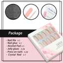 Ombre Acrylic Press on Nails Almond Medium Acrylic Nails Press Ons Full Cover Glue on Fake Nail with Silver Glitter Designs Pink Ombre Artificial Stick on False Nail for Women