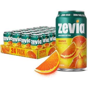 Zevia Zero Sugar Soda, Orange, 12 oz Cans (23-Pack) – Naturally Sweetened, Non-GMO Project Verified, Gluten-Free, Vegan By 06/19/2027