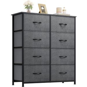 YITAHOME Dresser with 8 Drawers - Fabric Storage Tower, Organizer Unit for Bedroom, Living Room, Hallway, Closets - Sturdy Steel Frame, Wooden Top & Easy Pull Fabric Bins (Charcoal)