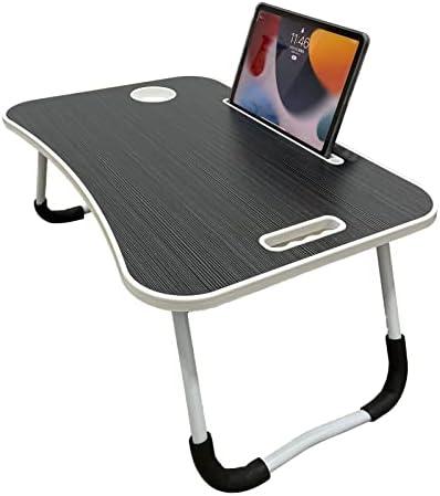 HEVEGRD Lap Desk for Laptop, Portable Laptop Stand with Foldable Legs, Cup Holders, Minimalist, Dark Grey