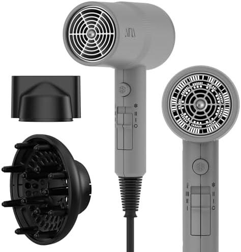AINA Hair Dryer with Diffuser, Blow Dryer for Women | Advanced Ionic Technology, Ceramic Coating | Cold Shot Features Turbo Heat for Fast Drying and Shine 110V/ ALCI(Grey)
