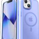YENAPOON for iPhone 14 Case, iPhone 13 Case, with 1 Screen Protector, Matte Magnetic Slim Phone Cover, Support for Magsafe, Shockproof Protection Translucent Frosted Back,Lavender Purple