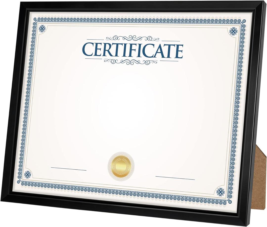 Giverny 8.5x11 Picture Frames, Black Photo Frames for Wall or Tabletop Display, Simple Design Glossy Finish Frame Perfect for Home Decoration, Office, Certificate Frame