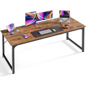 Huuger Computer Desk, 63 Inch Office Desk, Gaming Desk with Storage, Writing Desk Work Desk for Home Office, Study, Modern Simple Desk, Large Legroom, Metal Frame, Rustic Brown