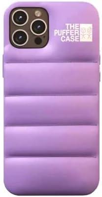 The Puffer Case for iPhone 14 6.1 inch. Trendy Comfort Plush Down Soft Touch Jacket 3D Protective Cover [High Protection Anti-Scratch Micro-Fiber Lining] (Lilac)