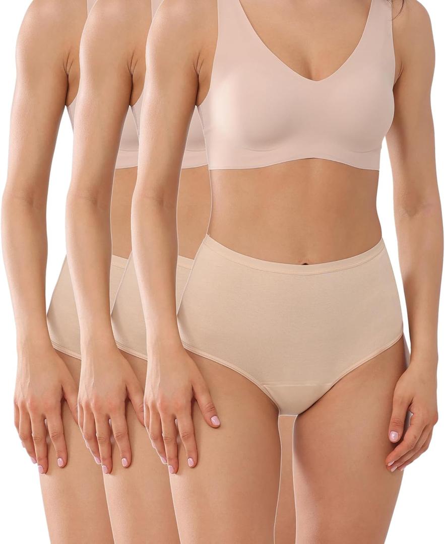 Washable Women High Rise Urinary Incontinence Underwear Leakproof Postpartum Panty Bladder Leak Protection 3 Pack (X-Large, Beige)