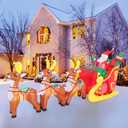 Christmas Inflatable Santa Claus on Sleigh with 3 Reindeer & Christmas Tree, Blow up Outdoor Christmas Decorations with Built-in LED Lights and Gift Bag for Outdoor Home Lawn Yard Mall Decoration