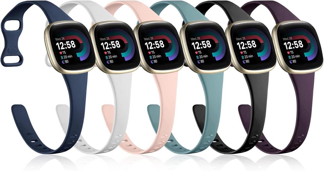 Aceyoon Slim Bands For Women Compatible With Fitbit Versa 4/ Versa 3 / Sense 2/Sense Watch, Durable Soft Thin Sports Watch Wristband Replacement for Fitbit Versa 4/3 Bands, Sense 1/Sense 2 Bands, Small