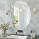 Frameless Oval Mirror, 22"x30" Bathroom Vanity Mirrors with Beveled Edge, Decorative Oval Wall Mirrors for Bedroom, Entryway, Living Room, Hangs Horizontally or Vertically