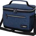 opux Insulated Lunch Box Men Women, Lunch Bag for Work School, Leakproof Soft Cooler Tote Adult, Large Lunch Pail Kids Boys Girls, Picnic Beach Food Bag with Shoulder Strap, Heather Navy