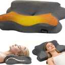 Rechargeable Heated Neck Massager Pillow - Cordless Cervical Neck Pillow with Heat, Deep Tissue Massage and Traction Stretching Functions, Neck Muscle Pain and Stiffness，for Side/Back Sleepers