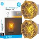GE SleepLite Jewel LED Night Light, Plug-in, Always on, Amber, UL-Certified, Energy Efficient, Ideal Nightlight for Bedroom, Bathroom, Nursery, Hallway, Kitchen, 11286, 2 Pack