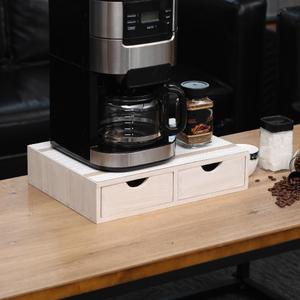 Kitchen Storage Organizer with 2 Drawers for Coffee Brew K Cup/Coffee Pod Holder - Office Organization Drawer for Desk, Multi-Purpose Mini Wood Cabinet Countertop Stand Shelf CF1D2C White