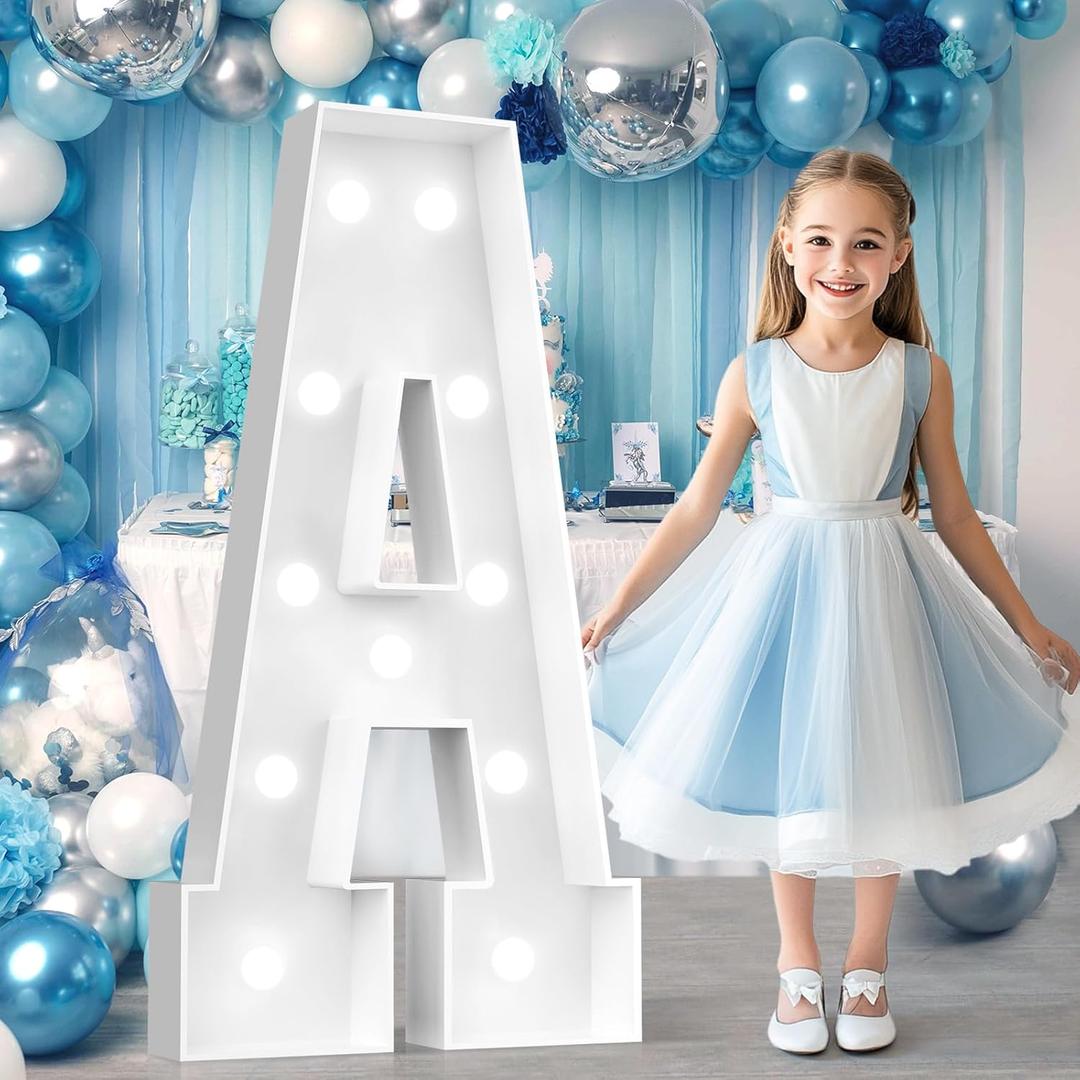 Ledido 4FT Marquee Light Up Letters A, Big Marquee Letters 4 Feet Tall for Birthday Decorations Large Light Up Letters for Party Wedding Graduation Baby Shower Anniversarty Decor