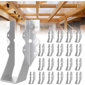 25 Pcs 2x6 Joist Hangers,20 Gauge Metal Face Mount Joist Hangers, Lu26 Joist Hanger Galvanized, Hurricane Ties for Rafter, Rafter Brackets 2x6 for Deck,Floor,Roof Overhang and Ceiling Joist