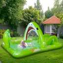 Onory Inflatable Kiddie Pool Inflatable Play Center Kids Toddler Pool with Water Slide, Water Sprayers Toddler Pool with Play Ball Hoop Thickened Swimming Pool for Backyard