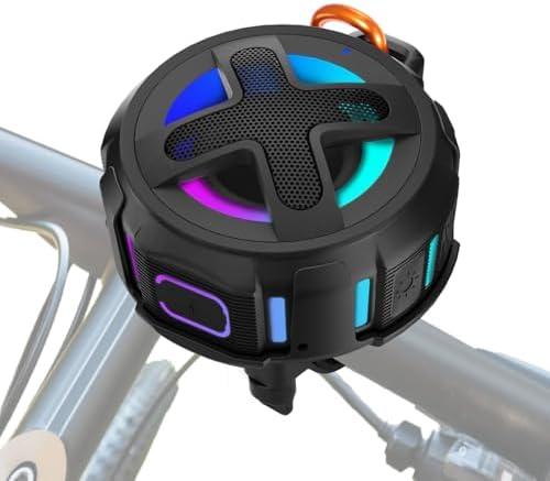 Upgraded, Pro Bike Speaker, with Handlebar Mount, Bluetooth V5.4, IPX7 Waterproof, Silicone Case, Broadcast Navigation,10W Bassup, 15-24H Playtime, Hook, for eBike, Bicycle, Motorcycle Accessories
