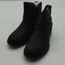 Luoika Women's Wide Width Ankle Boots - Black Brown Short Boots Block Low Heel Side Zipper Booties. (10 X-Wide, Black 715)