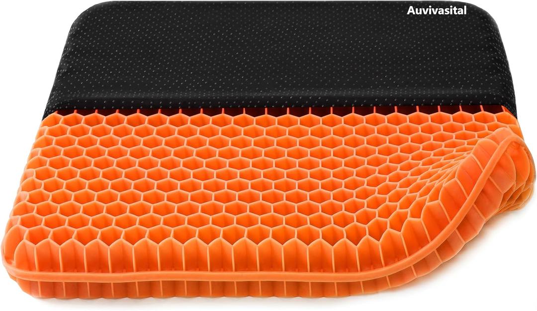 Extra Large Gel Seat Cushion for Long Sitting, Seat Cushion for Back, Hip, Sciatica, Tailbone Pain Relief, Use for The Office, Wheelchair, Car, Recliner, Truck, Stadium.(Orange)