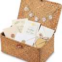 Geelin Sea Grass Wedding Card Basket With Letter Flag Decorative Wedding Card Woven Post Box Suitable For Baby Showers Birthdays Graduation Ceremonies Bridal Showers(Natural Color,11 Inch)