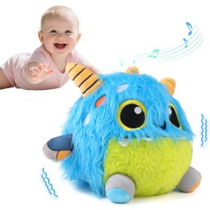 nicknack Toys for 1 2 3 Year Old Girls Boys Gifts, Crawling Monsters Baby Toys with Musical Sound, Toddler Interactive Sensory Plush Toys, Birthday Present Gifts for Kids 1 2 3 Years Old Boys Girls (Blue)