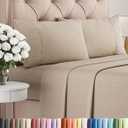 King Size 4 Piece Sheet Set - Comfy Breathable & Cooling Bed Sheets Set - Hotel Luxury Bedding for Women, Men, Kids, Teens, Boys & Girls - Deep Pockets, Soft & Wrinkle Free - Beige (Heathered Sheets)