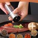 Salt and Pepper Grinder 2pcs Black Pepper Mill Refillable Manual Stainless Steel Lid Adjustable Coarseness Glass Material Fits in Home Kitchen Barbecue
