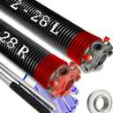 Garage Door Torsion Spring Set, Pair of 2" Electrophoresis Coated Garage Door Spring Replacement with 2 Non-Slip Winding Bars and Bearing, Minimum 16000 Cycles (.225x2x28")