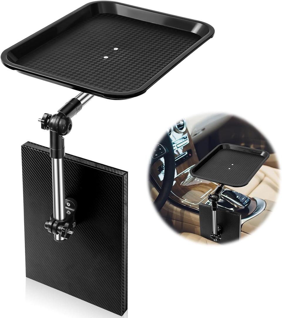 BBTO Car Seat Gap Tray Table, Stable Foldable Auto Backseat Food Desk, Multifunctional Adjustable Travel Tray for Eating Drink and Writing Laptop Work, Car Organizer for Commuters Family