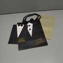 Crisky Happy Birthday Gift Bags for Men with Card & Tissue Paper, Classic Black 3D Tuxedo Real Bow Tie & Buttons, Birthday Gifts for Men Him Father Husband FriendsBoys Boyfriend Decorations