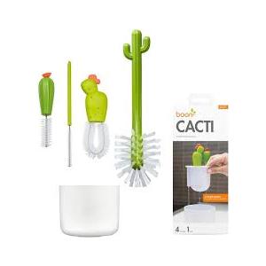 Boon Cacti Bottle Cleaning Brush Set - Includes Bottle Brush, Nipple Brush, Detail Brush, and Straw Brush - Baby Bottle Brush Set for Bottle Drying Rack - Baby Essentials - 4 Count