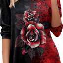 Zeagoo Long Sleeve Shirts for Women Fall V Neck Tops Casual Dressy Blouse Boho Tunic Business Work Clothes School Outfit (XXXL)