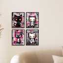 Cat Posters Graffiti Wall Art Canvas Prints,Funny Bathroom Art Decor Girls Bedroom Anime Wall Decor Set of 4 (8"x10",Unframed).