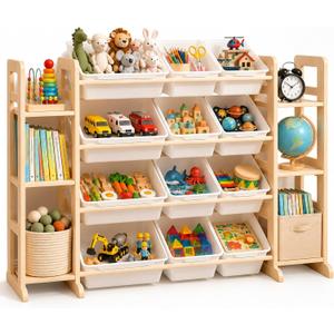 Toy Storage Organizer & Bookshelf, 12‑Bin Toy Box for Toddlers, Boys, Girls, 52.3"W, 12 Bins