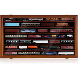 Silipull N Scale Model Train Display Case Wall Cabinet - 6 Shelves Lockable 98% UV Protection for Locomotive Collection Gift for Birthday Valentine Model Trains Collectors, 1: 148 to 1: 160 Scale Car
