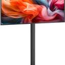 Rfiver Swivel Floor TV Stand With Mount For 32-60 Inch Tvs Up To 88 Lbs, Height Adjustable Tall TV Stand With Wood Base, Saving Space Design For Bedroom, Living Room And Corner, Max VESA 400x400mm (Black)