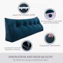 Rucener 8 lbs Thickened Twin Wedge Pillow Headboard College Dorm Bed Velvet Wedge Pillow Backrest Triangular Headboard Pillows with Side Pocket, Dorm Bedding Essentials for Girls & Boys, Blue