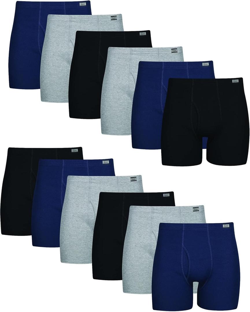 Hanes Men's Underwear Boxer Briefs Pack, Cotton ComfortSoft Boxer Brief for Men, Moisture-Wicking Breathable, Multipack (Large, Assorted - 12 Pack)