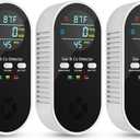 5-in-1 Carbon Monoxide Detectors, Natural Gas Leak Detector, Plug-in & Battery Backup Co Detector, HD Digital Display, CO Gas Temp Humidity Sensor, 3-Pcs, Black