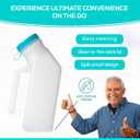 MedVance- Urinals for Men 1000ml with Glow in The Dark Spill Proof Pop Cap Lid, Plastic Pee Bottles for Men, Male Urinals, Pee Container Men, Portable Urinal for Car, Elderly & Incontinence (3 Pack)