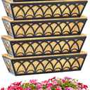 24 Inch Railing Planter Box Window Boxes Planters - 6 Pack Deck Railing Planter Boxes with Adjustable Brackets Coco Liners Balcony Planters Railing Hanging for Window Flower Boxes Outdoor Garden Decor