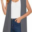Women's Long Knit Cardigans Ribbed Sleeveless Sweater Casual Outwear Open Front Draped Duster Vest (X-Large, Dark Gray-no Pocket)
