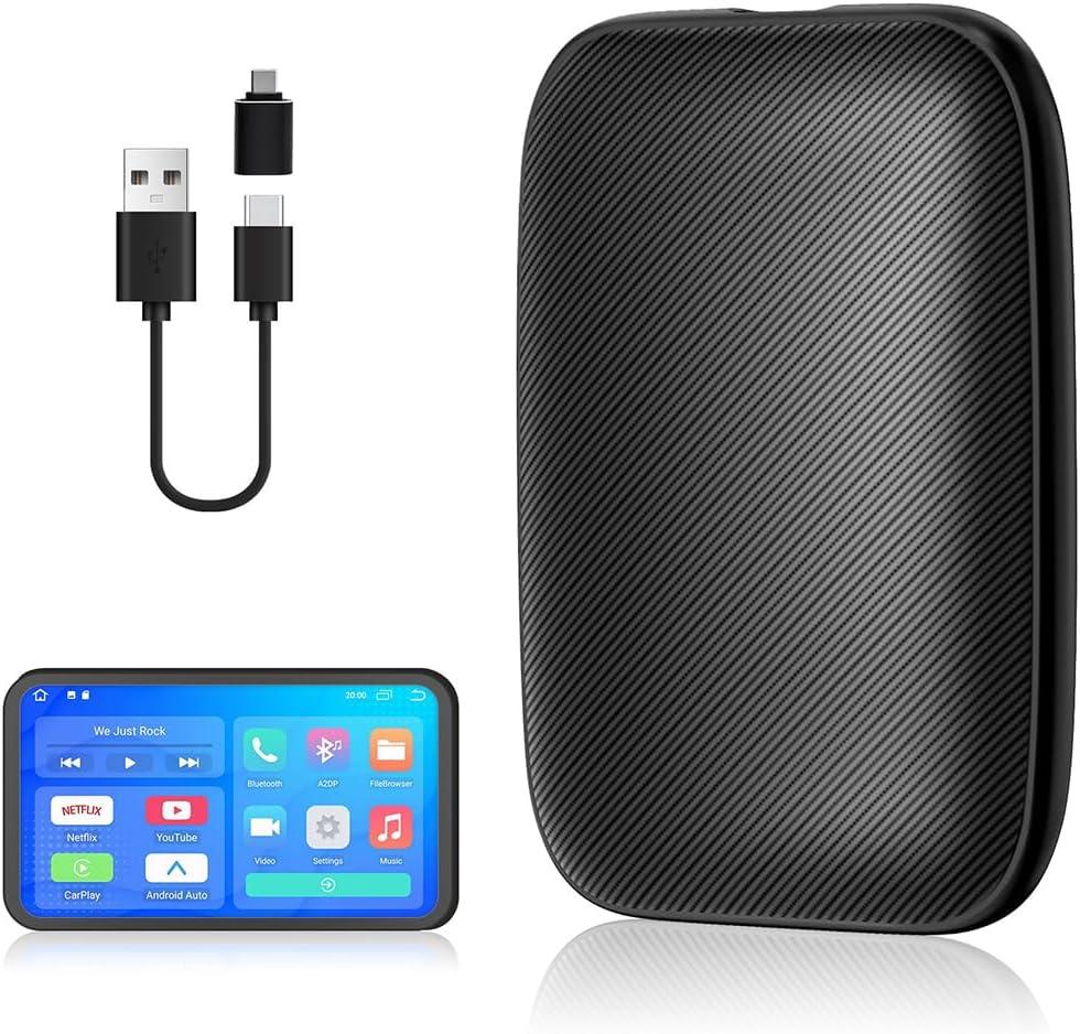 CarPlay Adapter 2-in-1 Wireless Android Auto&CarPlay Android 8.1 Ai Box Adapter Built-in Netflix/YouTube Bluetooth WiFi SD OEM Wired to Wireless Cars CarPlay Dongle Plug and Play