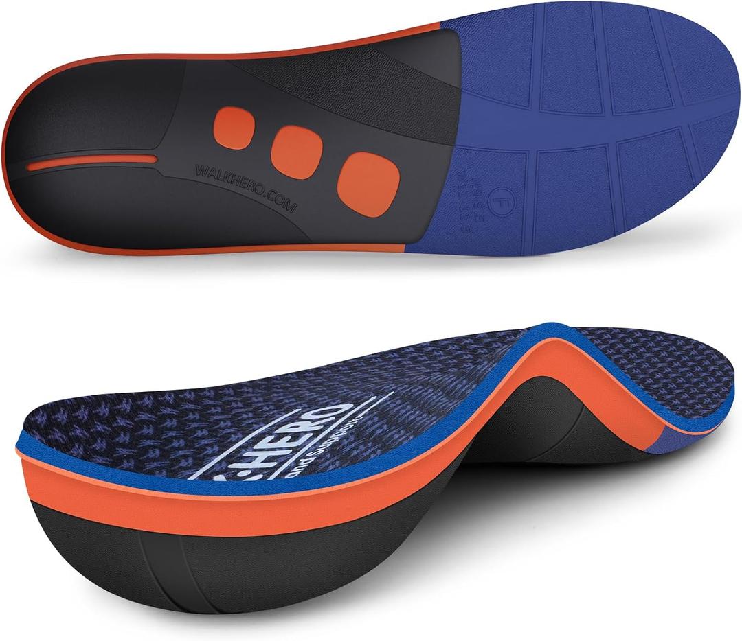 WalkHero Plantar Fasciitis Insoles - Arch Support Inserts for Men Women, Orthotic Insoles for Arch Pain Relief, Reduce Muscle Fatigue Mens 7-7.5 | Womens 9-9.5 (Grape Purple)