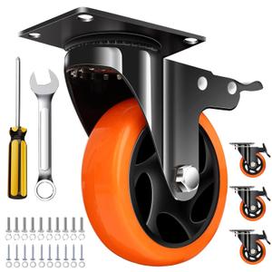 QNCZ 4" Caster Wheels, Outstanding Casters Set of 4 Heavy Duty, Silent Industrial Casters, Locking Casters Wheels for Furniture, Castor Wheels for Cart, Workbench.