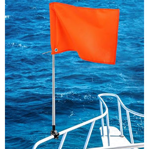 No Brand Orange Boat Flag Water Ski Flag 12” x 18” Kayak Flag with Pole and Storage Bag
