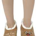 BenSorts Fuzzy Slipper Socks for Women Funny House Slippers with Grips (Beige)